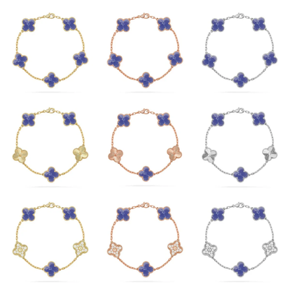 [⭐JeweliWhal]COLLECTION DE BRACELETS TRÈFLE 5 MOTIFS VEINES BLEUES