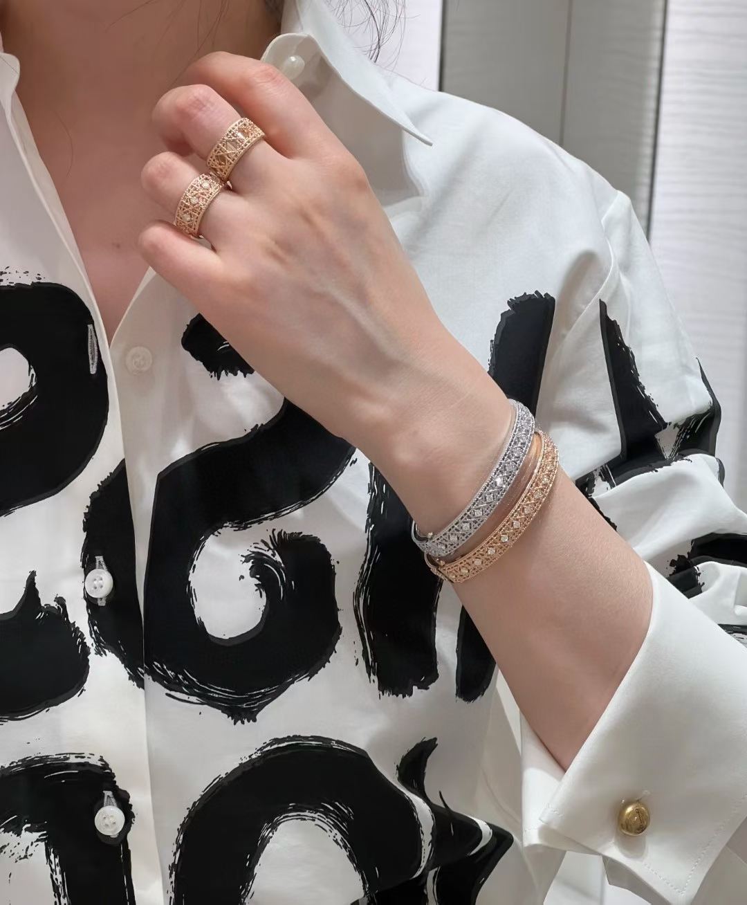 [⭐JeweliWhal]2026 GEFLOCHTENES ARMBAND-SET MIT VOLLER DIAMANTENINTARSIE DREI-FARBIG