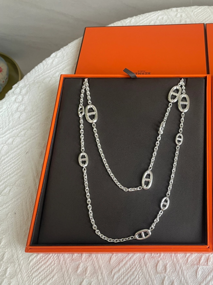 [⭐JeweliWhal]سلسلة سويتر فضية كلاسيكية