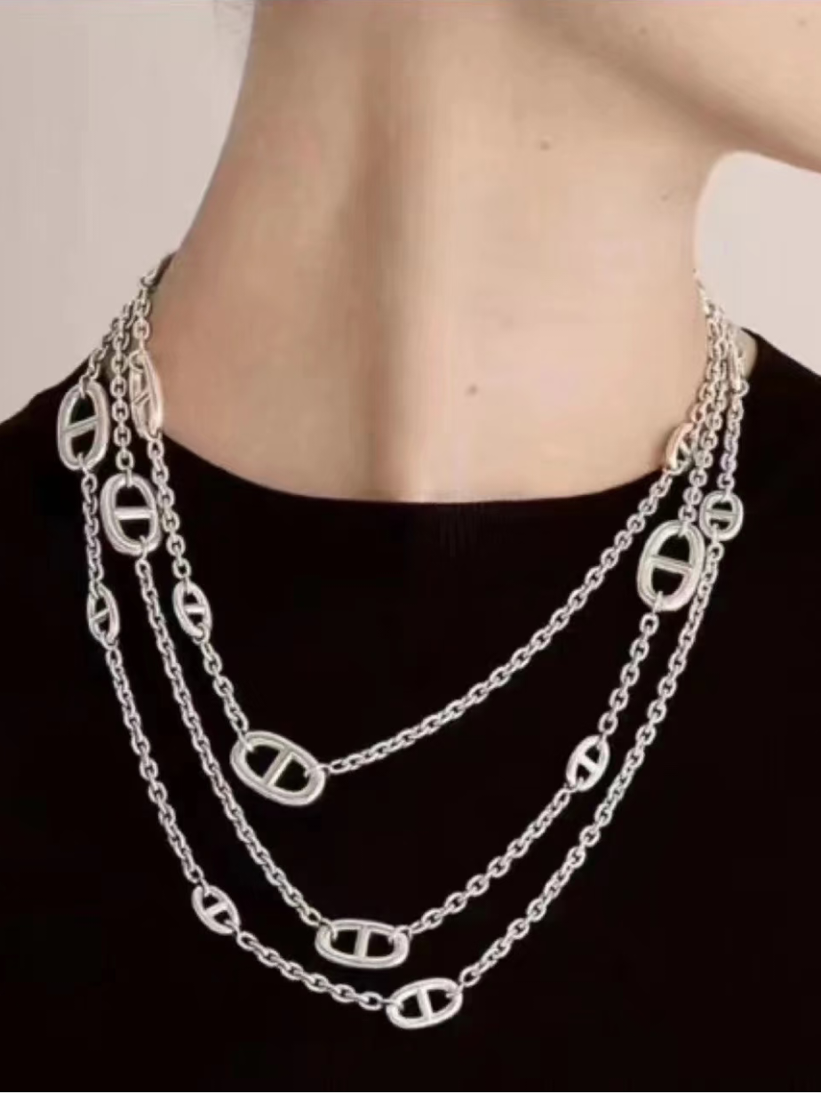 [⭐JeweliWhal]سلسلة سويتر فضية كلاسيكية