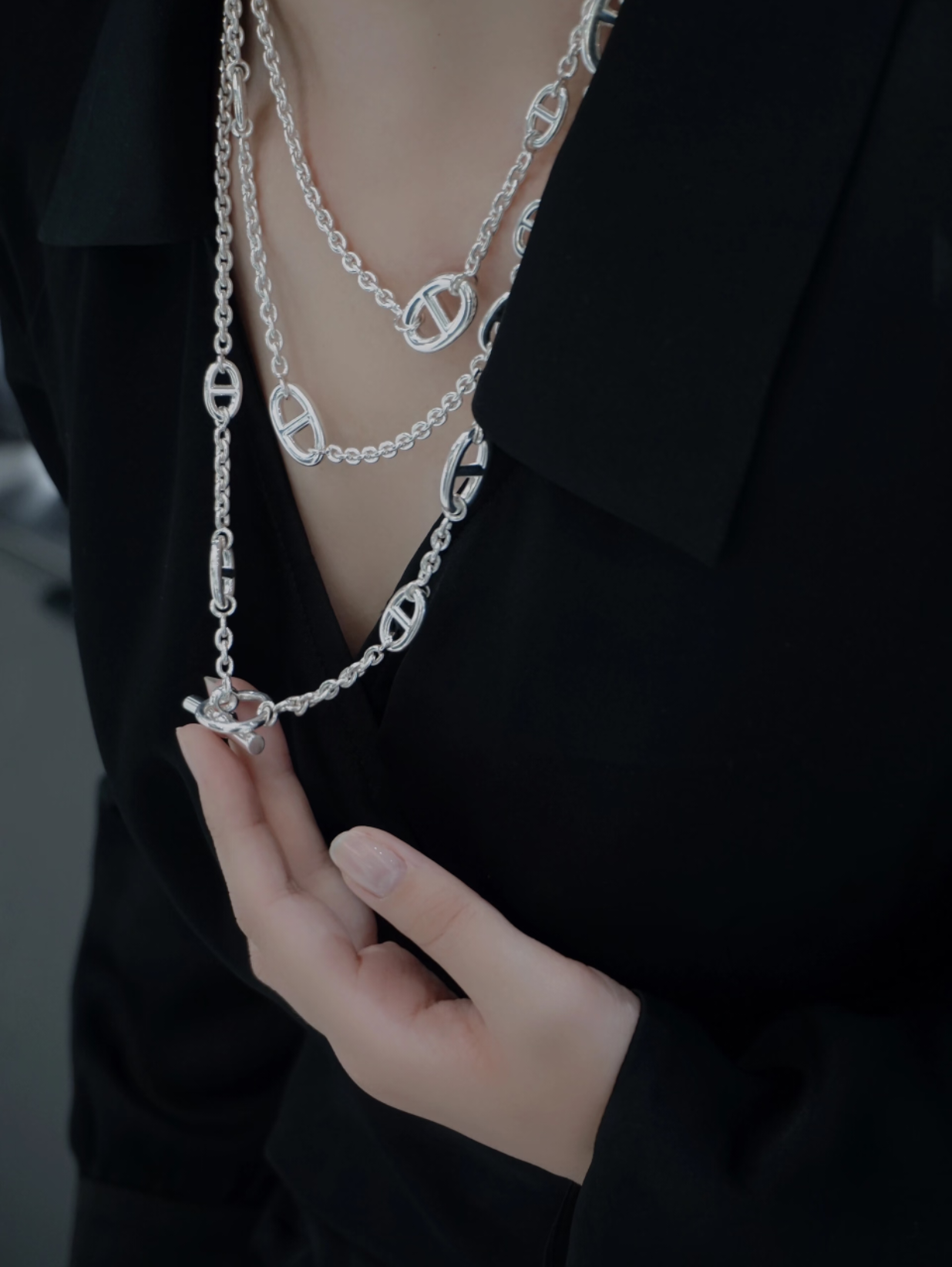 [⭐JeweliWhal]سلسلة سويتر فضية كلاسيكية