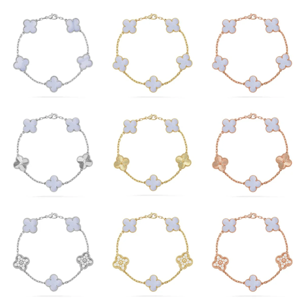 [⭐JeweliWhal] CLOVER 5 MOTIV LILA CHALCEDON ARMBAND KOLLEKTION