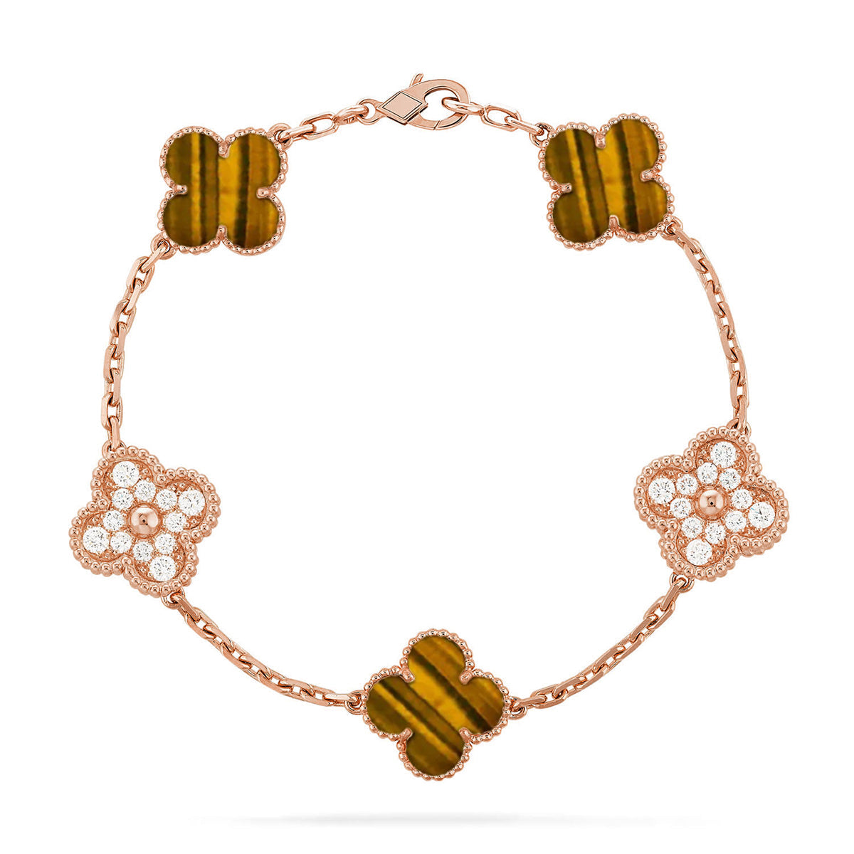 [⭐JeweliWhal] مجموعة سوار CLOVER 5 MOTIFS TIGER EYE