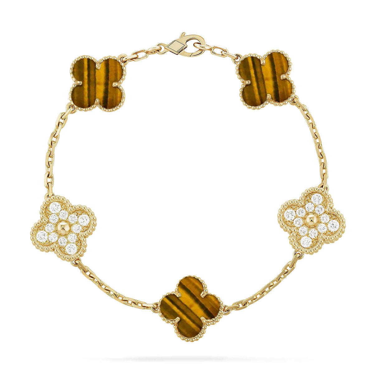 [⭐JeweliWhal] مجموعة سوار CLOVER 5 MOTIFS TIGER EYE