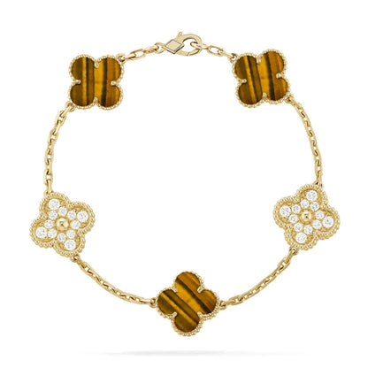 [⭐JeweliWhal] مجموعة سوار CLOVER 5 MOTIFS TIGER EYE