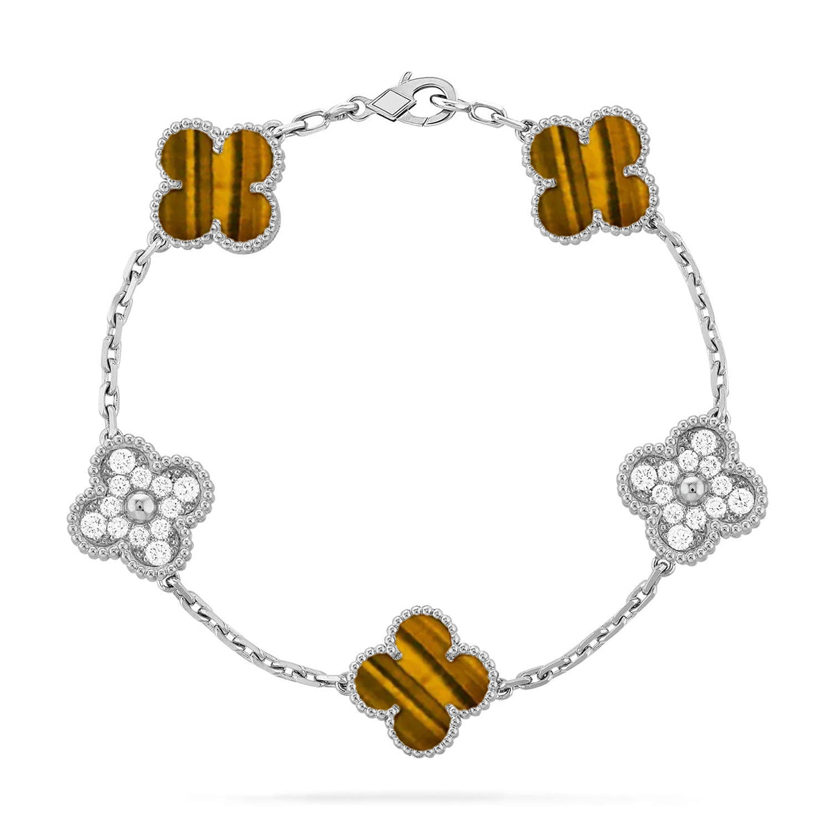 [⭐JeweliWhal] مجموعة سوار CLOVER 5 MOTIFS TIGER EYE