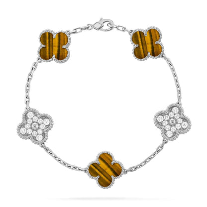 [⭐JeweliWhal] مجموعة سوار CLOVER 5 MOTIFS TIGER EYE