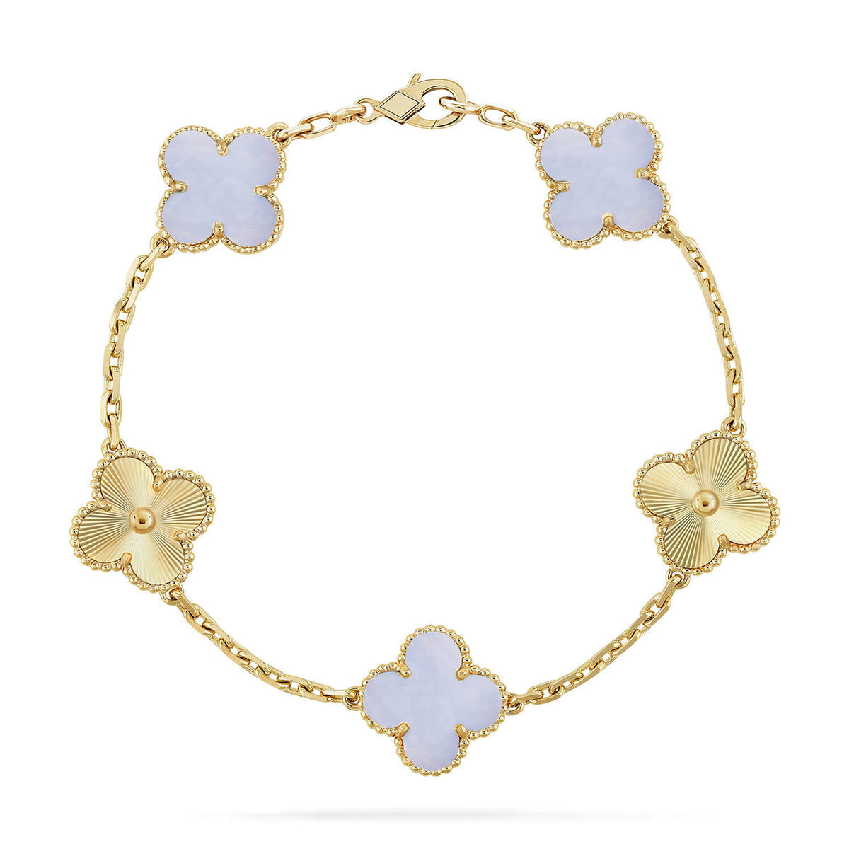 [⭐JeweliWhal] COLLECTION BRACELETS TRÈFLE 5 MOTIFS CHALCEDOINE VIOLETTE
