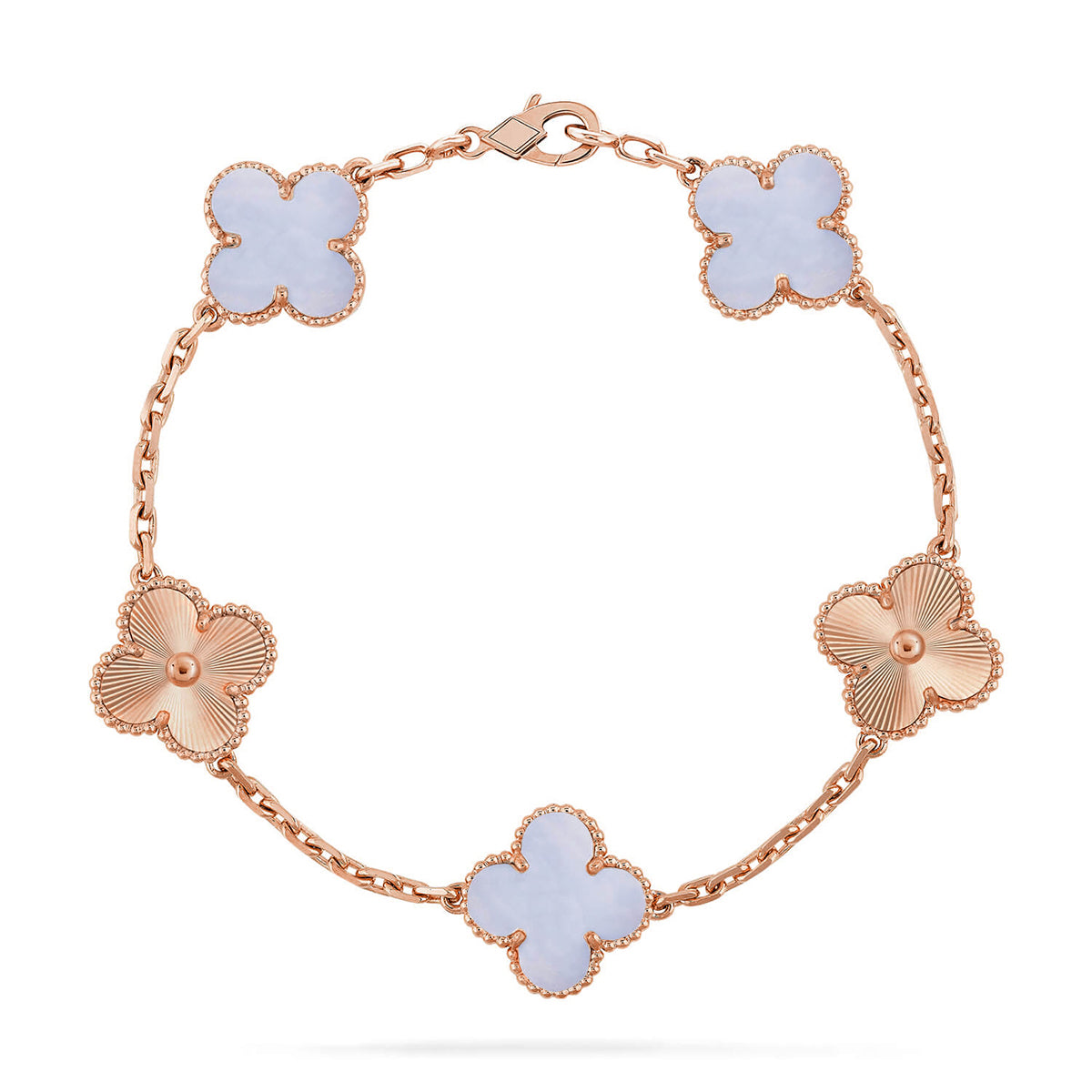 [⭐JeweliWhal] COLLECTION BRACELETS TRÈFLE 5 MOTIFS CHALCEDOINE VIOLETTE