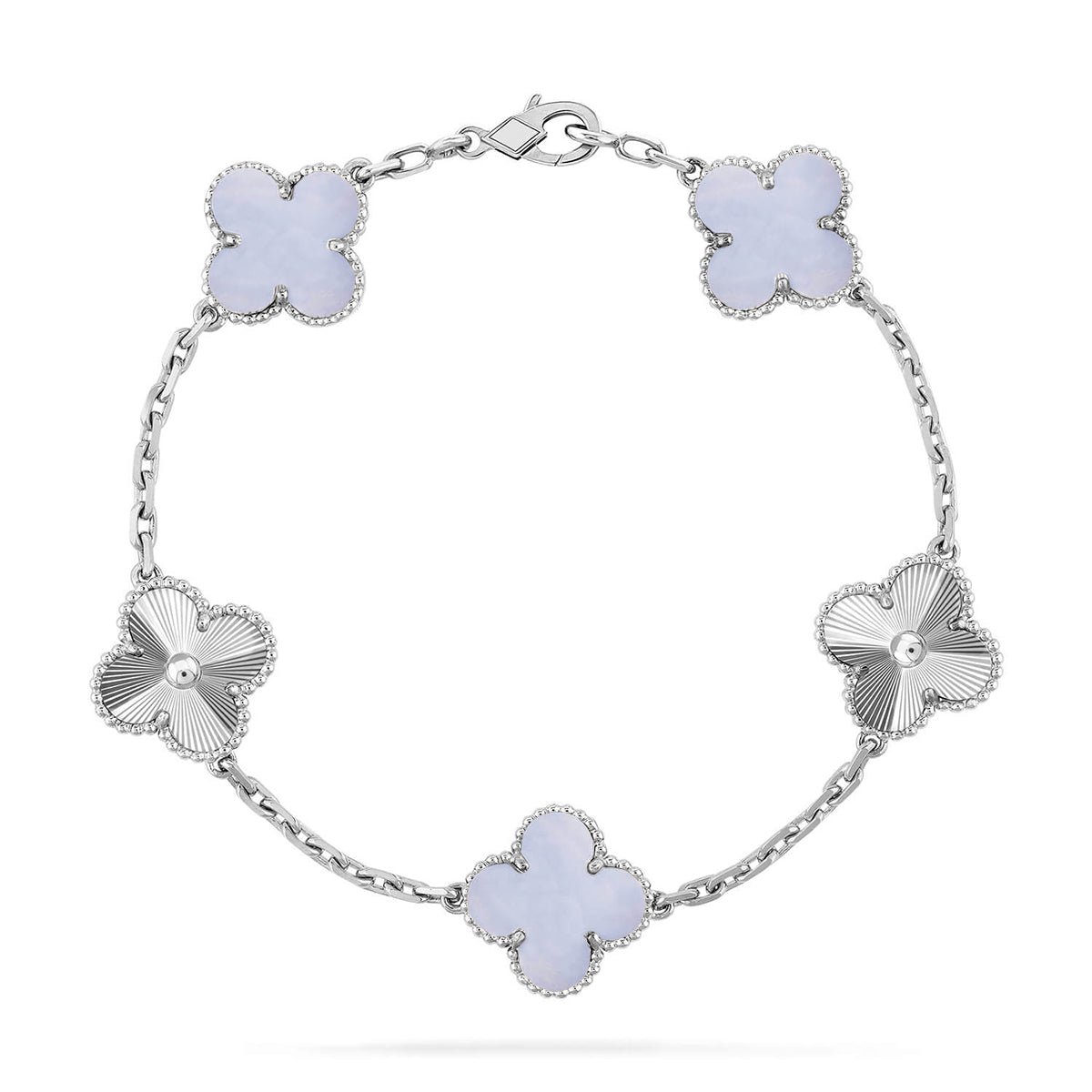 [⭐JeweliWhal] COLLECTION BRACELETS TRÈFLE 5 MOTIFS CHALCEDOINE VIOLETTE