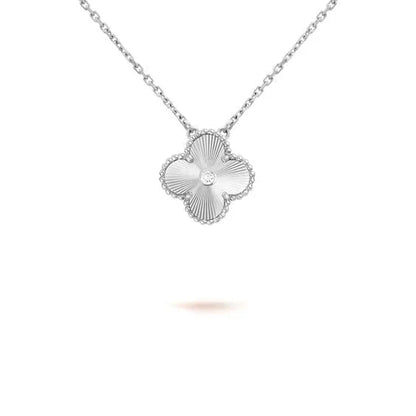 [⭐JeweliWhal]TRÈFLE COLLIER LASER DIAMANT 15 MM ARGENT