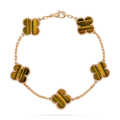 [⭐JeweliWhal] مجموعة سوار CLOVER 5 MOTIFS TIGER EYE