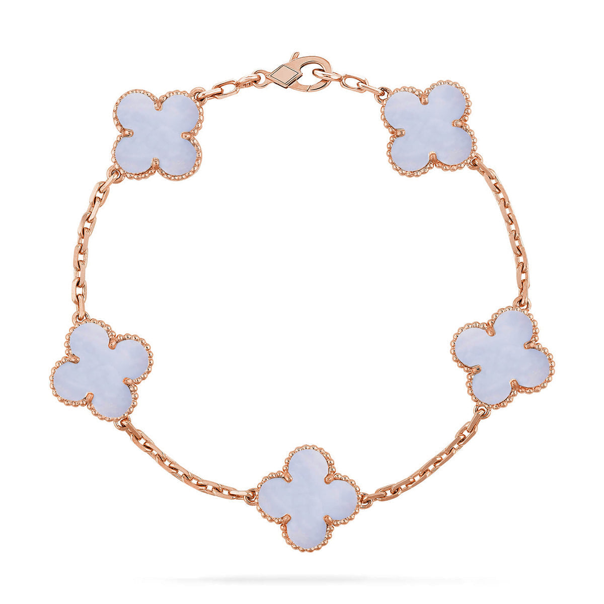 [⭐JeweliWhal] COLLECTION BRACELETS TRÈFLE 5 MOTIFS CHALCEDOINE VIOLETTE