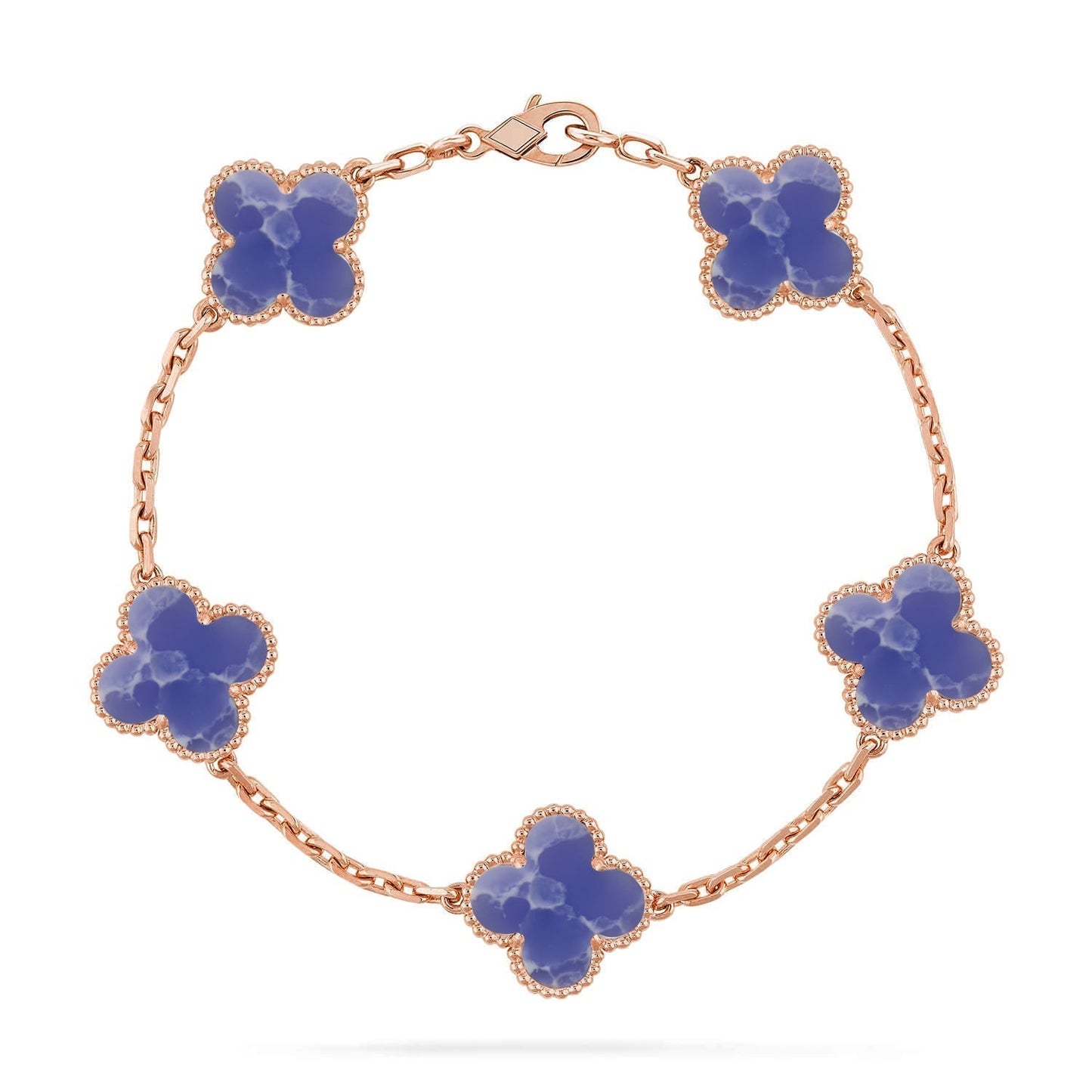 [⭐JeweliWhal]COLLECTION DE BRACELETS TRÈFLE 5 MOTIFS VEINES BLEUES