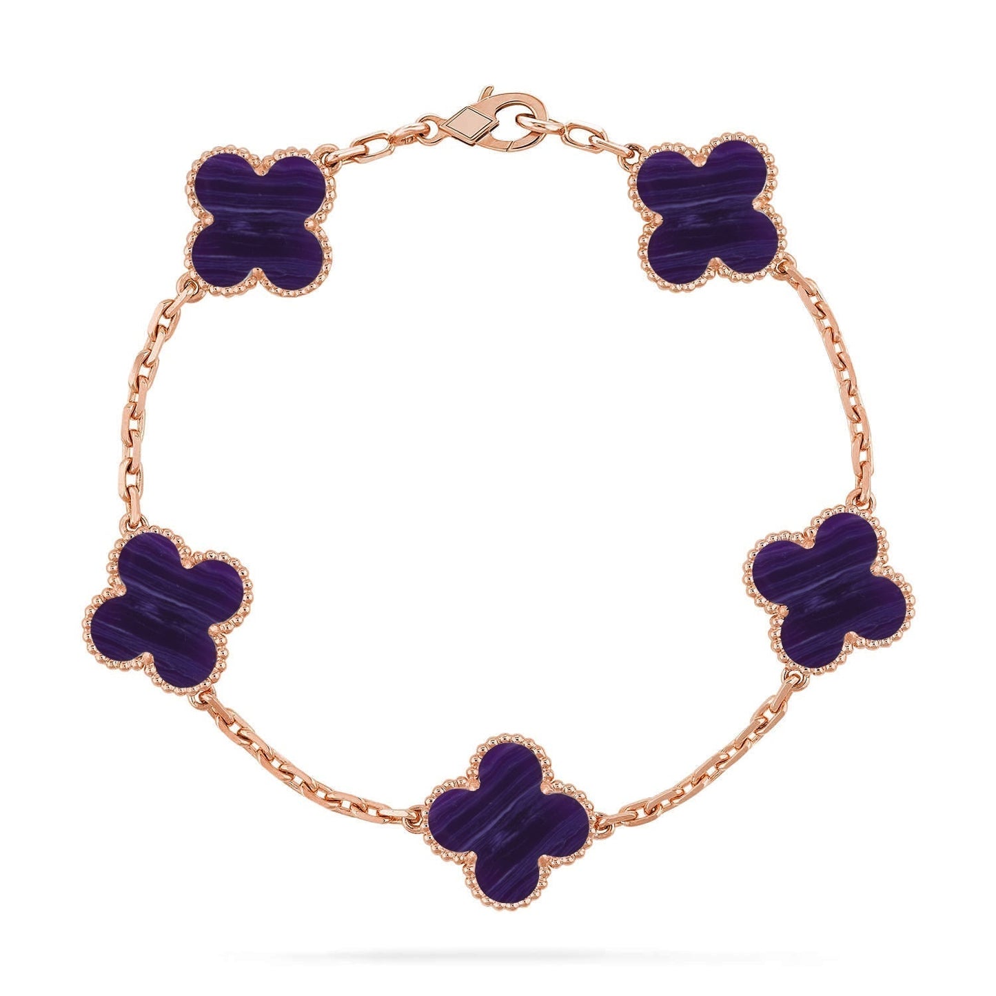 [⭐JeweliWhal]COLLECTION BRACELET RAYURES VIOLETTES 5 MOTIFS TRÈFLE