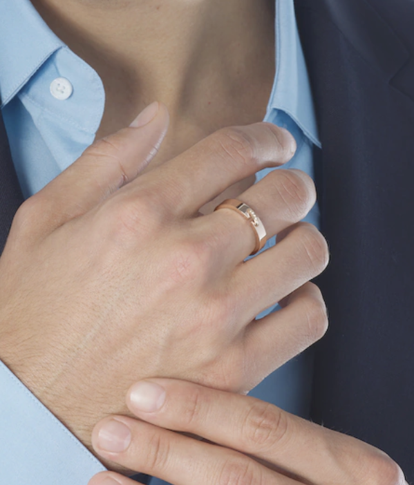 [⭐JeweliWhal]BAGUE DIAMANT 4MM À MAILLONS ALLIANCE VIDENCE