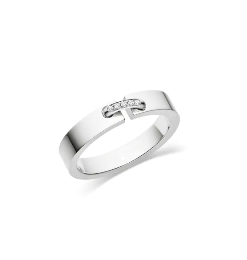 [⭐JeweliWhal]BAGUE DIAMANT 4MM À MAILLONS ALLIANCE VIDENCE
