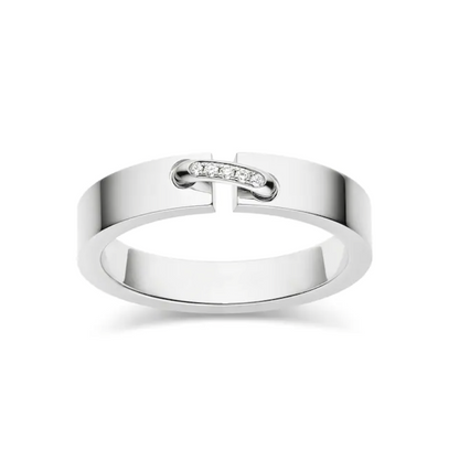 [⭐JeweliWhal]BAGUE DIAMANT 4MM À MAILLONS ALLIANCE VIDENCE