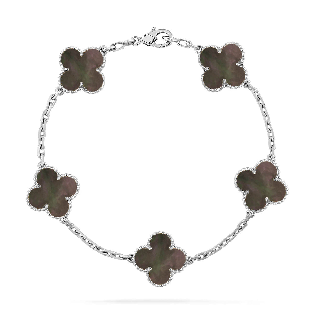 [⭐JeweliWhal] COLLECTION BRACELETS TRÈFLE 5 MOTIFS EN NACRE GRISE