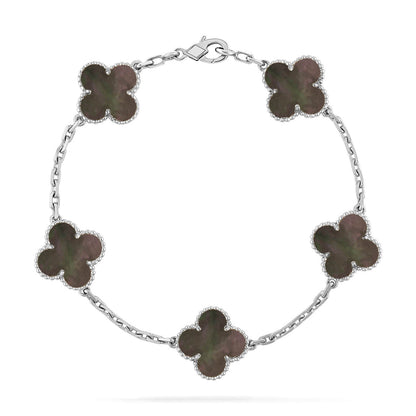 [⭐JeweliWhal] COLLECTION BRACELETS TRÈFLE 5 MOTIFS EN NACRE GRISE