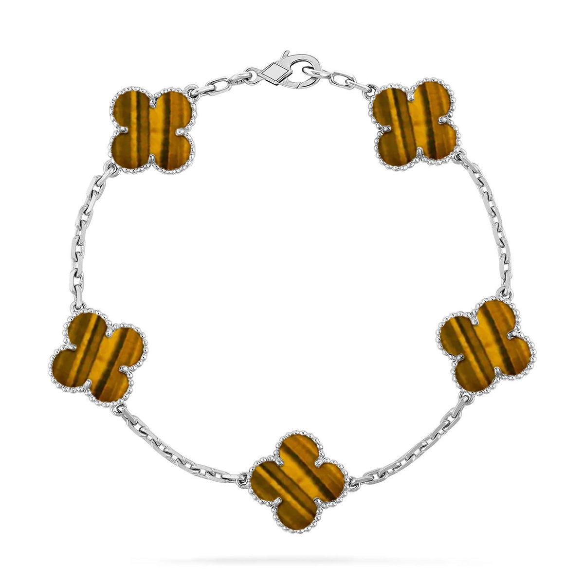 [⭐JeweliWhal] مجموعة سوار CLOVER 5 MOTIFS TIGER EYE