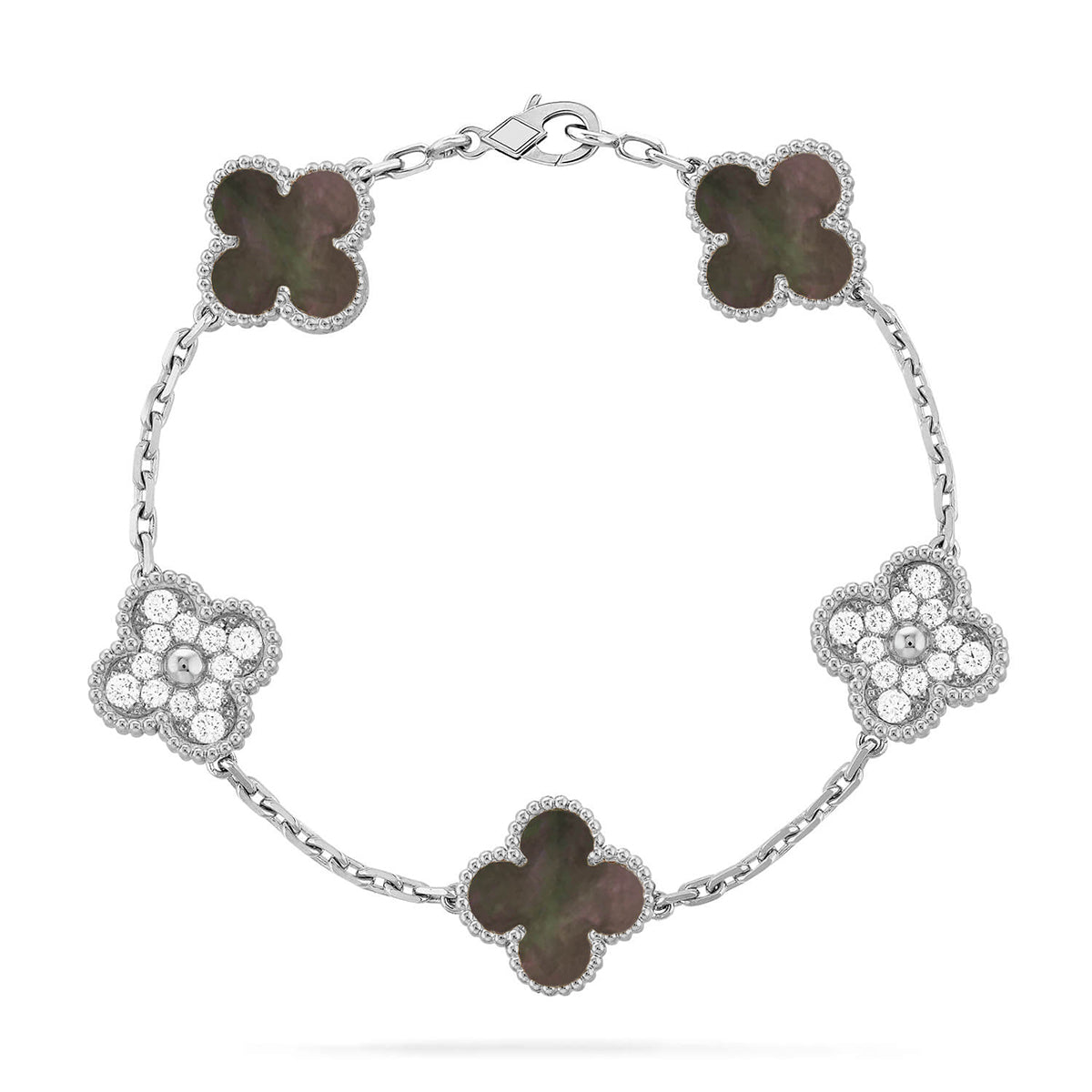 [⭐JeweliWhal] COLLECTION BRACELETS TRÈFLE 5 MOTIFS EN NACRE GRISE