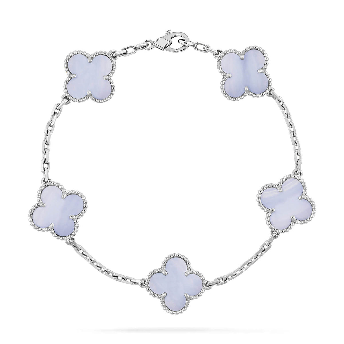 [⭐JeweliWhal] COLLECTION BRACELETS TRÈFLE 5 MOTIFS CHALCEDOINE VIOLETTE
