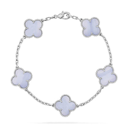 [⭐JeweliWhal] COLLECTION BRACELETS TRÈFLE 5 MOTIFS CHALCEDOINE VIOLETTE