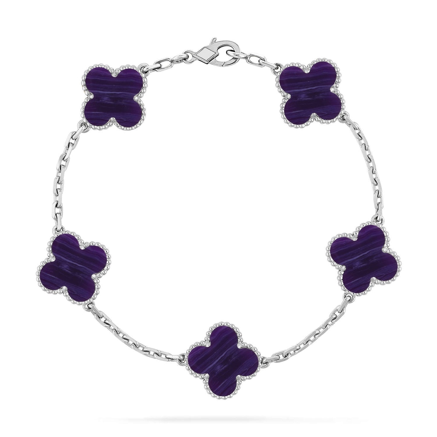 [⭐JeweliWhal]COLLECTION BRACELET RAYURES VIOLETTES 5 MOTIFS TRÈFLE