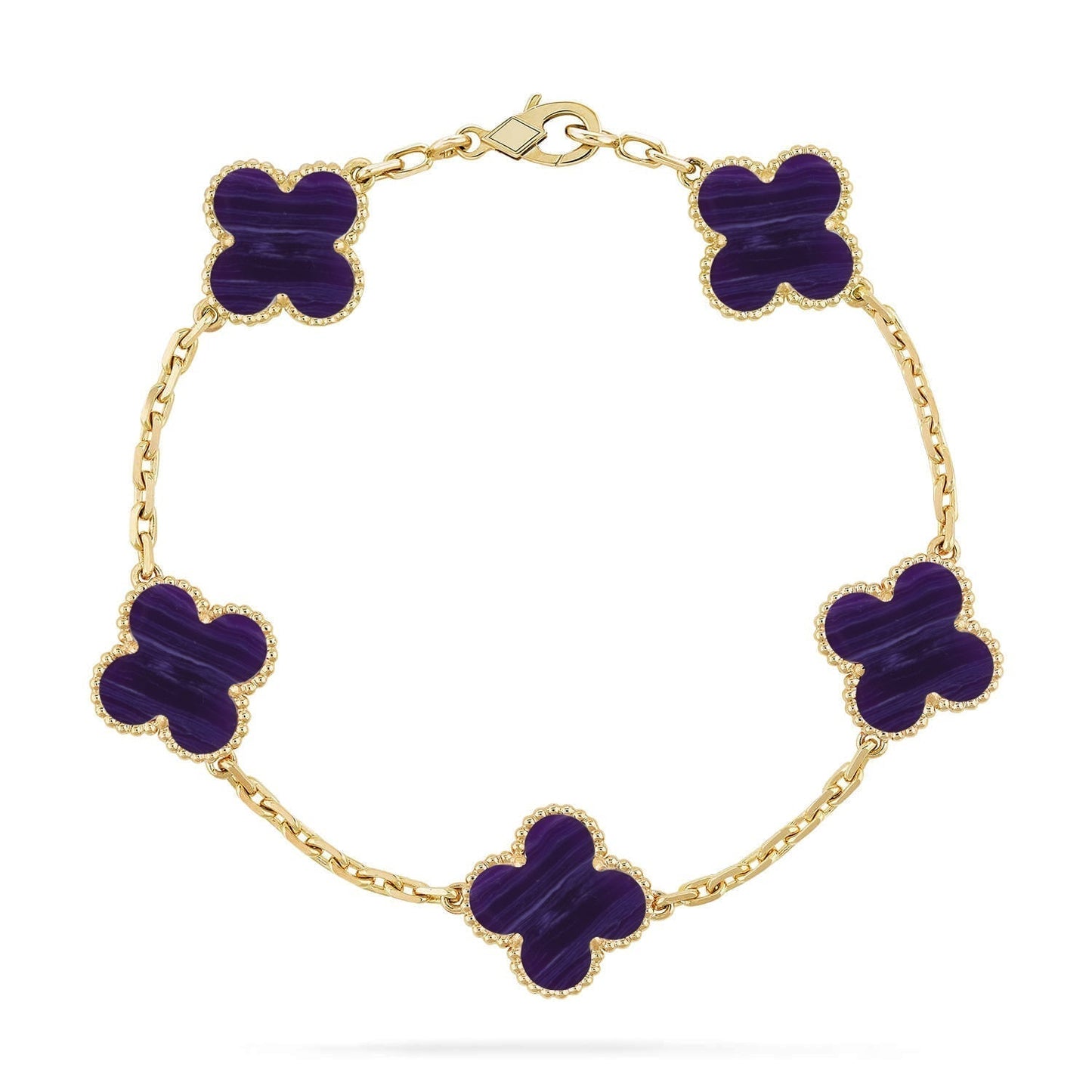 [⭐JeweliWhal]COLLECTION BRACELET RAYURES VIOLETTES 5 MOTIFS TRÈFLE