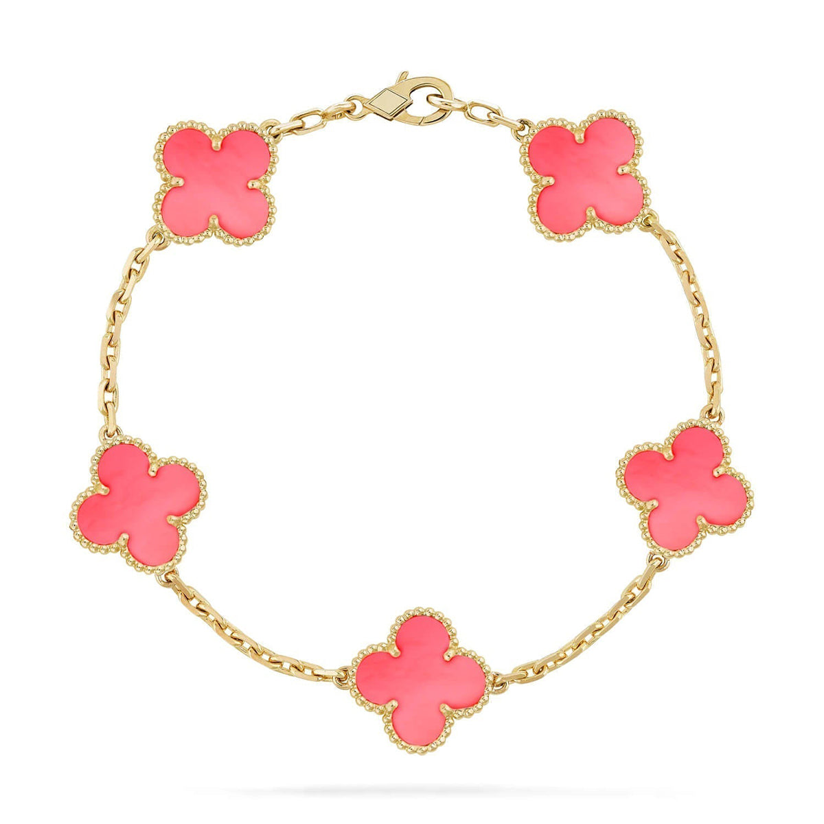 [⭐JeweliWhal] مجموعة سوار CLOVER 5 MOTIFS من عرق اللؤلؤ الوردي