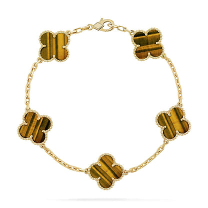 [⭐JeweliWhal] مجموعة سوار CLOVER 5 MOTIFS TIGER EYE
