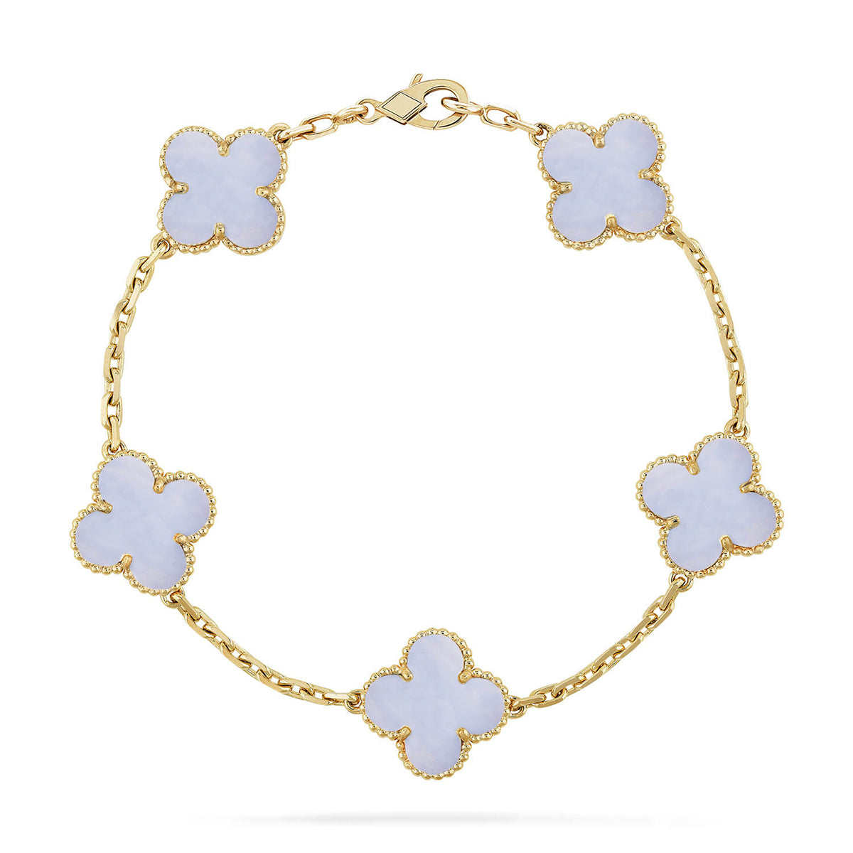 [⭐JeweliWhal] COLLECTION BRACELETS TRÈFLE 5 MOTIFS CHALCEDOINE VIOLETTE