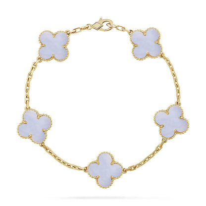 [⭐JeweliWhal] COLLECTION BRACELETS TRÈFLE 5 MOTIFS CHALCEDOINE VIOLETTE