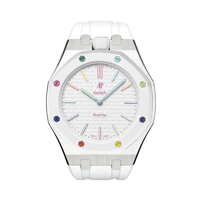 Oak Pop White Steel Silicone Strap