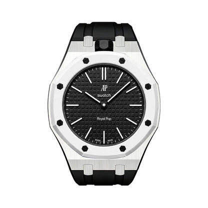 Oak Pop Black Steel Silicone Strap