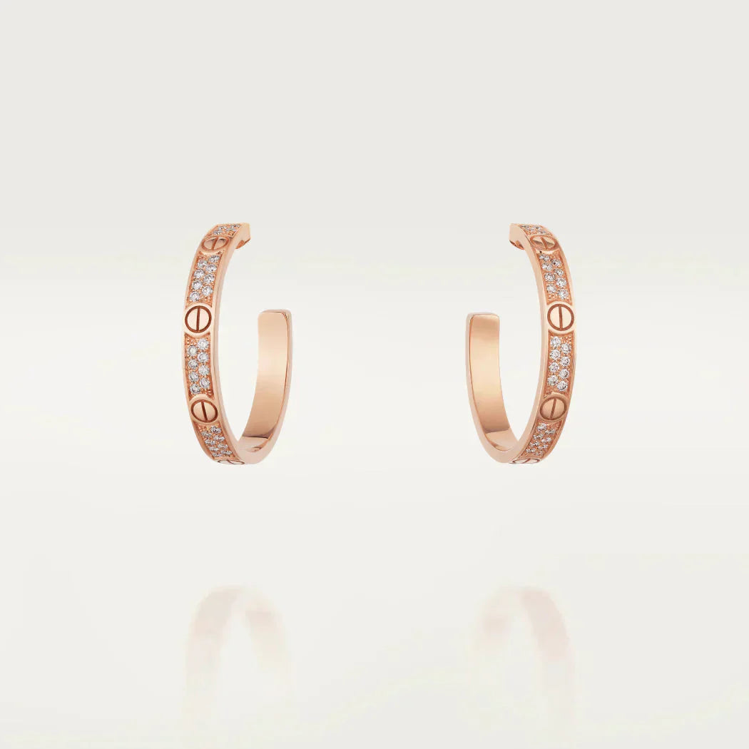 [⭐JeweliWhal]LOVE DIAMOND PINK GOLD HOOP EARRINGS