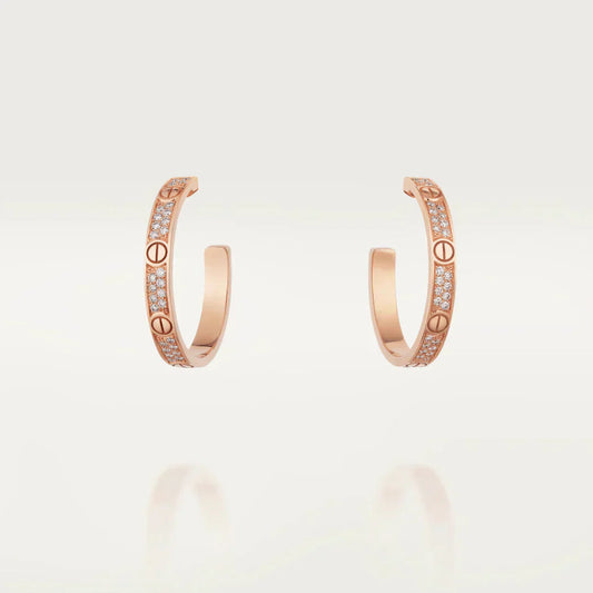 [⭐JeweliWhal]LOVE DIAMOND PINK GOLD HOOP EARRINGS