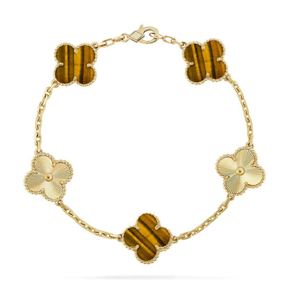 [⭐JeweliWhal] مجموعة سوار CLOVER 5 MOTIFS TIGER EYE