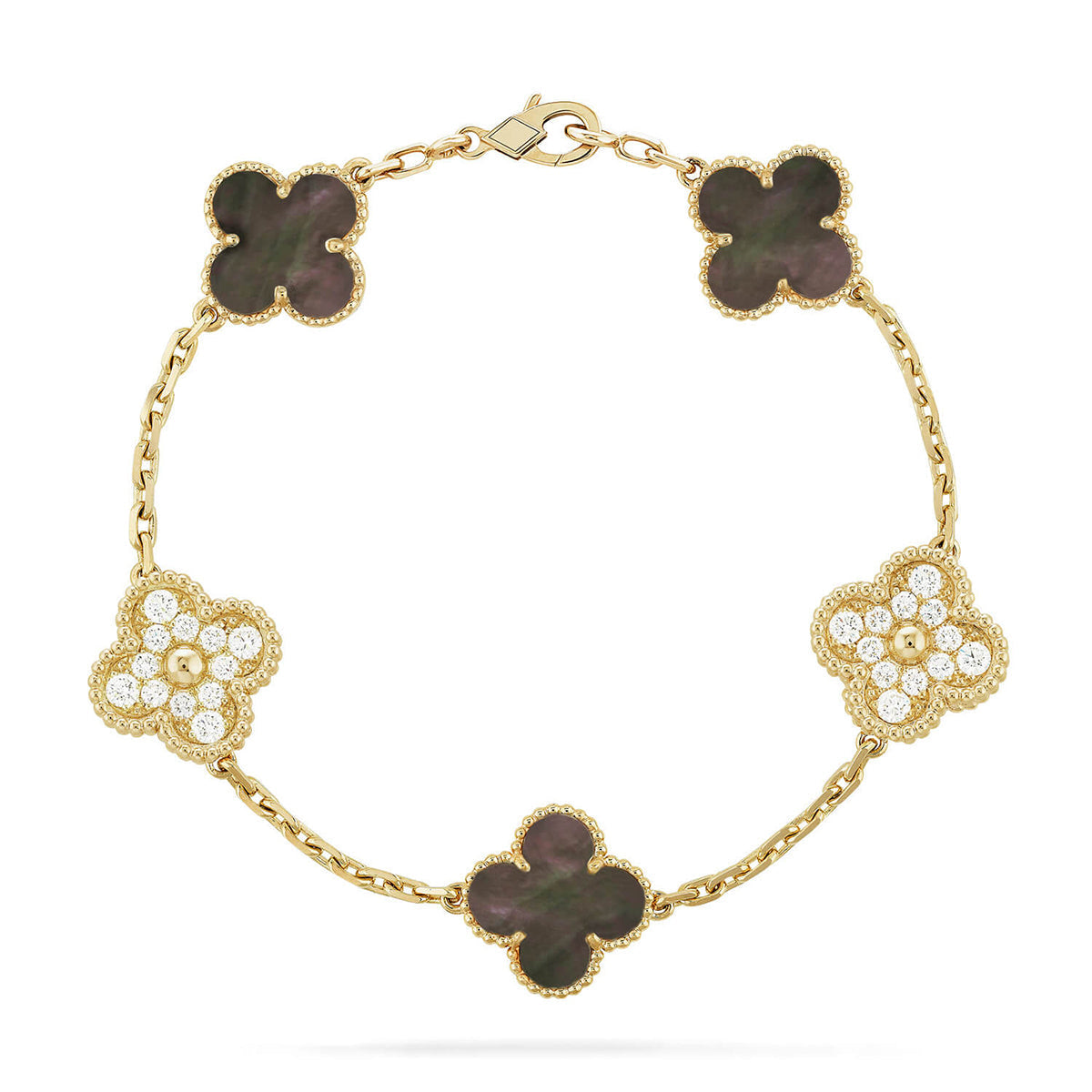 [⭐JeweliWhal] COLLECTION BRACELETS TRÈFLE 5 MOTIFS EN NACRE GRISE