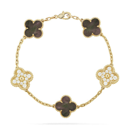 [⭐JeweliWhal] COLLECTION BRACELETS TRÈFLE 5 MOTIFS EN NACRE GRISE