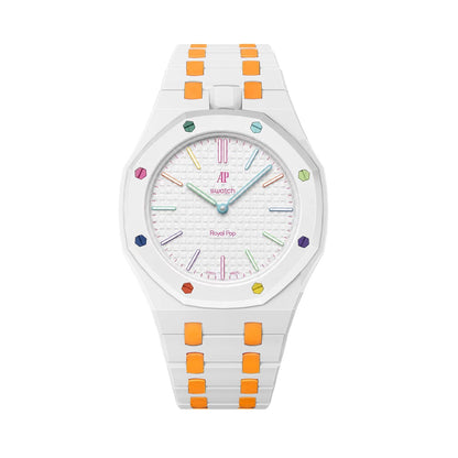 Oak Pop Exclusive White And Orange Bioceramic Strap