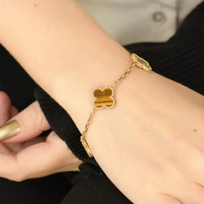 [⭐JeweliWhal] مجموعة سوار CLOVER 5 MOTIFS TIGER EYE