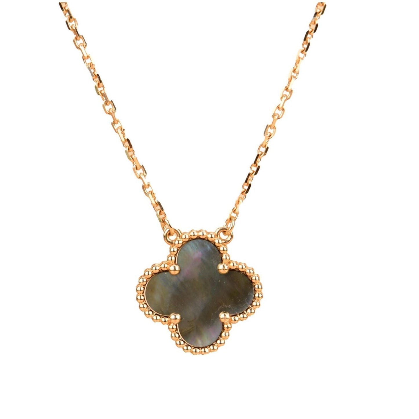 [⭐JeweliWhal]COLLIER TRÈFLE 15MM NACRE GRISE