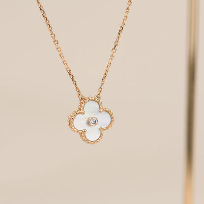 [⭐JeweliWhal]CLOVER COLLIER FRITILLAIRE BLANC 15MM DIAMANT