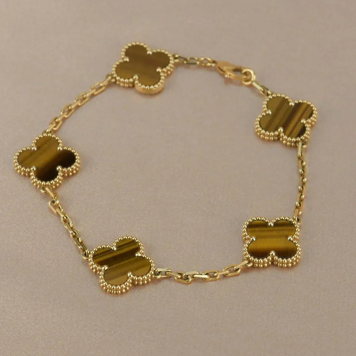 [⭐JeweliWhal] مجموعة سوار CLOVER 5 MOTIFS TIGER EYE