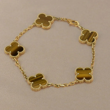 [⭐JeweliWhal] مجموعة سوار CLOVER 5 MOTIFS TIGER EYE