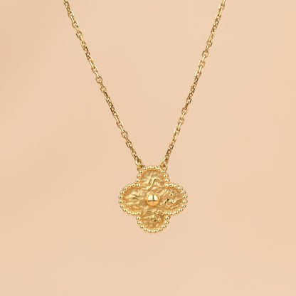 [⭐JeweliWhal]COLLIER BRONZANT TRÈFLE 15MM