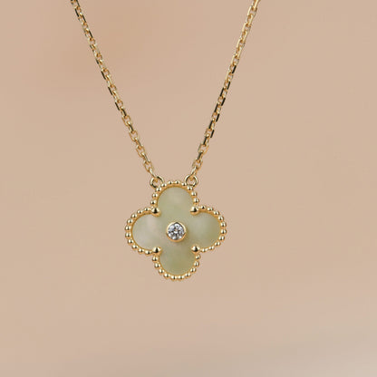 [⭐JeweliWhal]COLLIER CLOVER 15MM DIAMANT OR NACRE