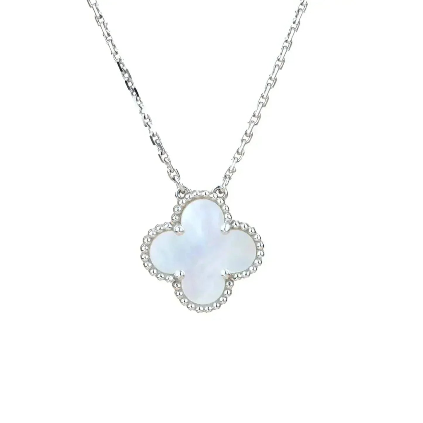 [⭐JeweliWhal]TRÈFLE 15 MM NACRE BLANCHE ARGENT